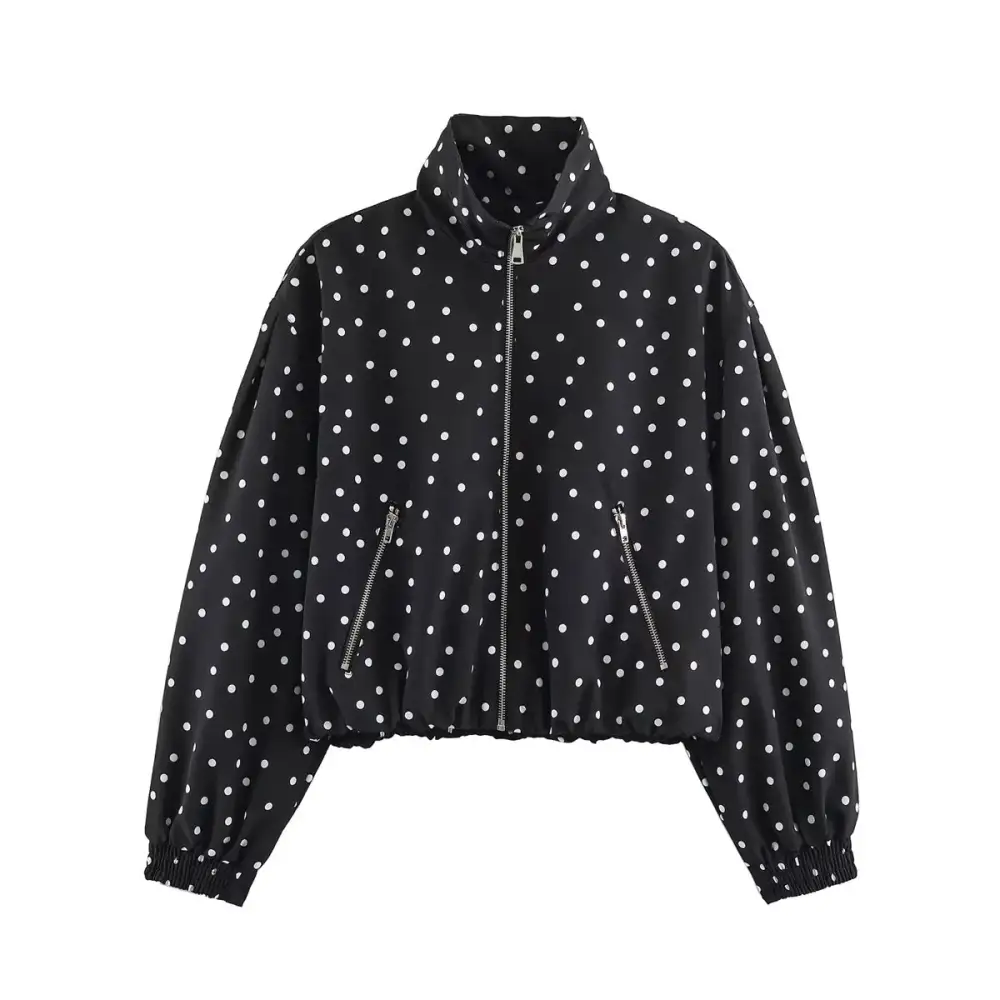 Stand Collar Elastic Hem Bomber Jacket