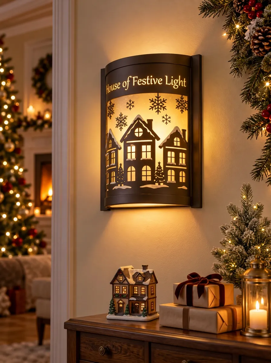 Snowflake Village Christmas Wall Light