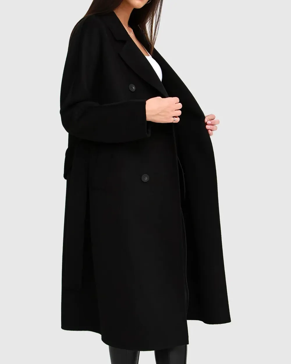 Double-Breasted Lined Wool Coat