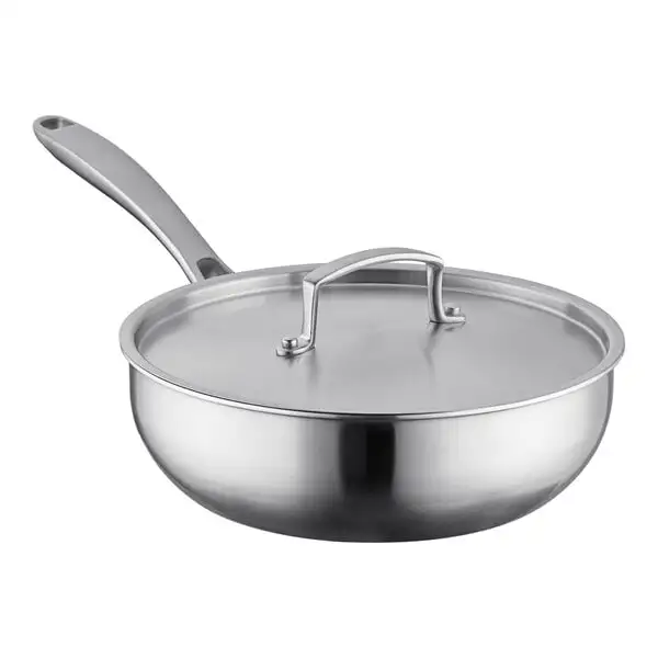 Tri Ply Stainless Steel Saucier Pan with Cover