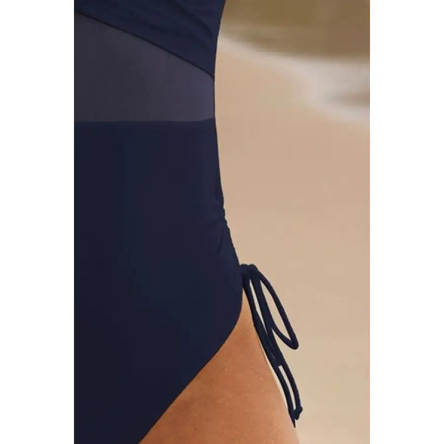Women's Ruched V-Neck Drawstring One-Piece Swimsuit