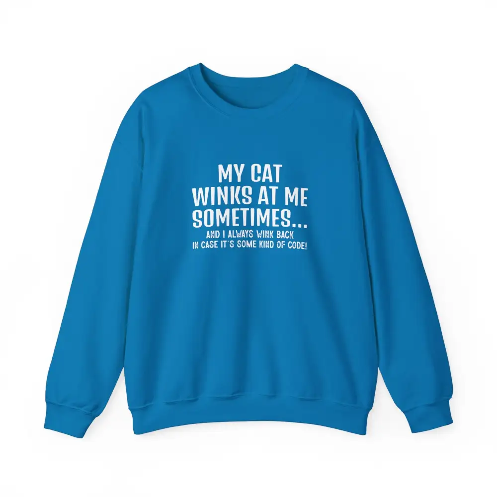 Winking Cat Graphic Crewneck Sweatshirt