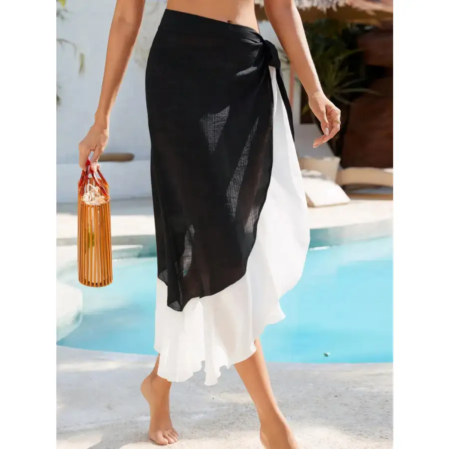 Women's Contrast Skirt Swim Cover-Up