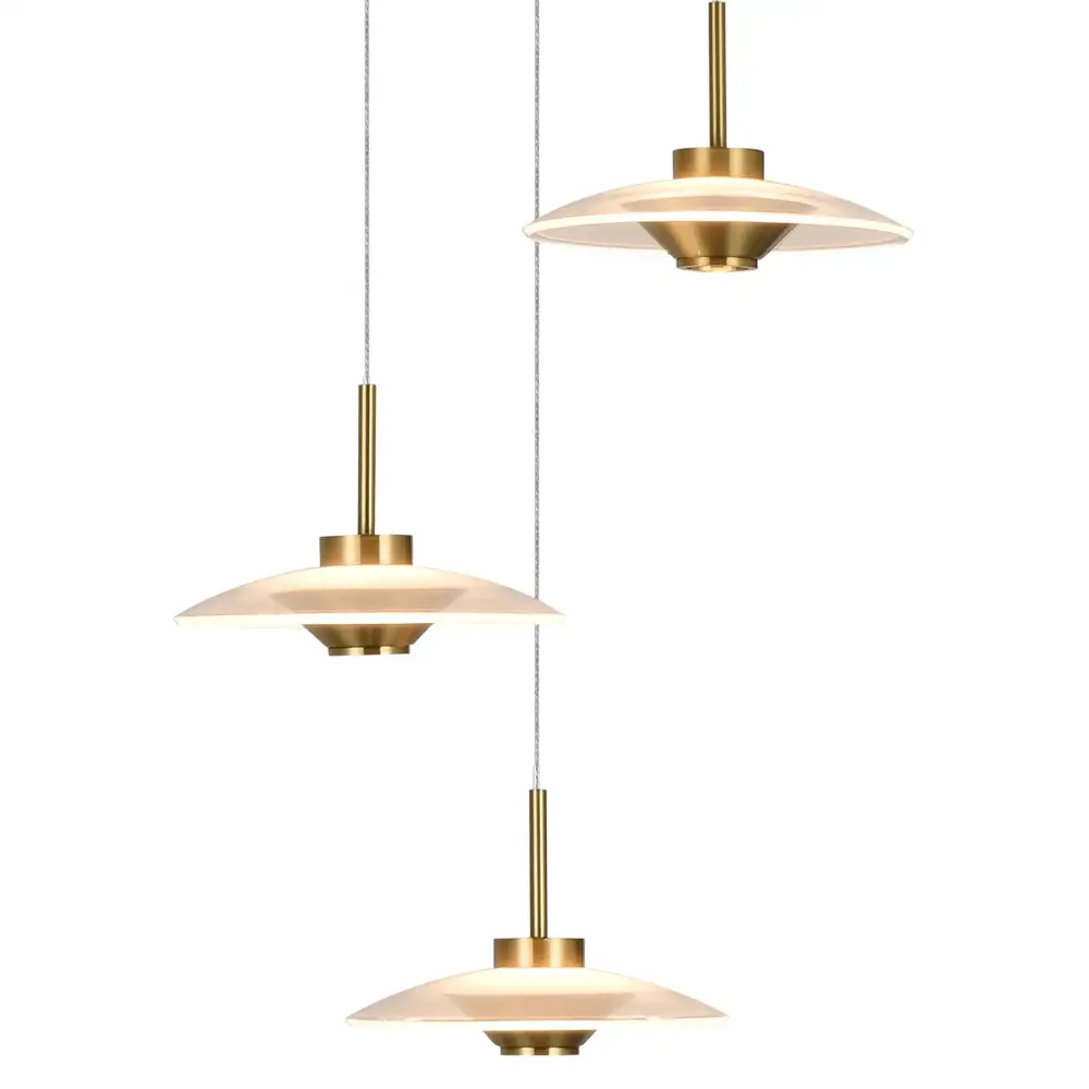 Triple-Light Integrated LED Pendant Lighting Height Adjustable Chandelier