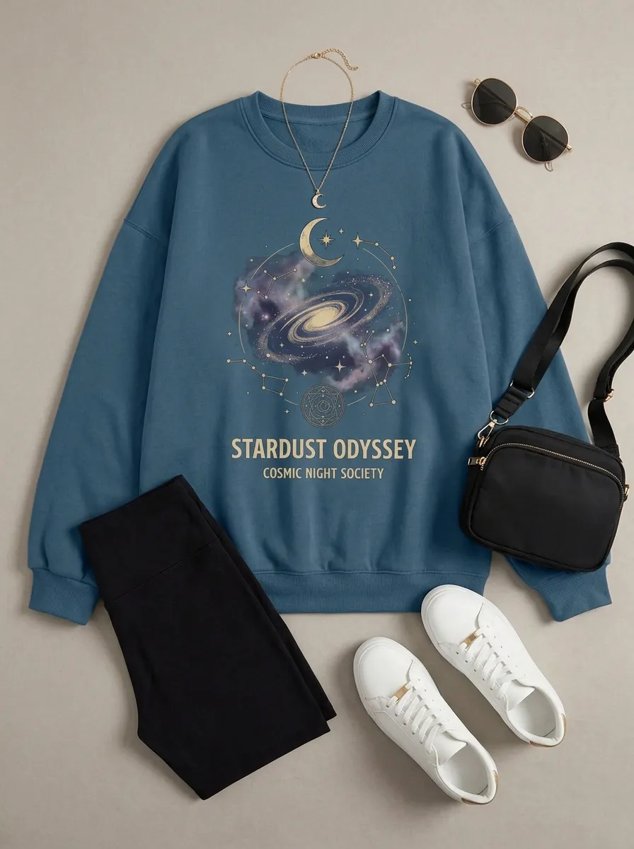Women's Astronomy Lover Galaxy Constellation Printed T-shirt