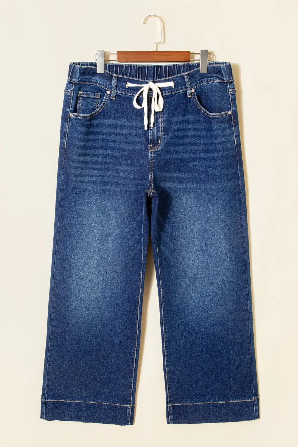 Acid Wash Contrast Lace Up Jeans