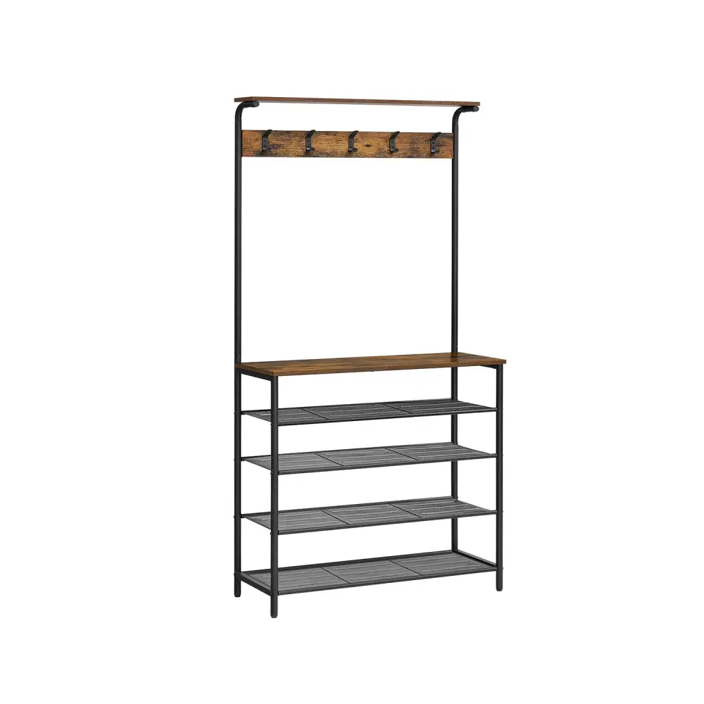 Rustic Clothes Rack With Shoe Storage