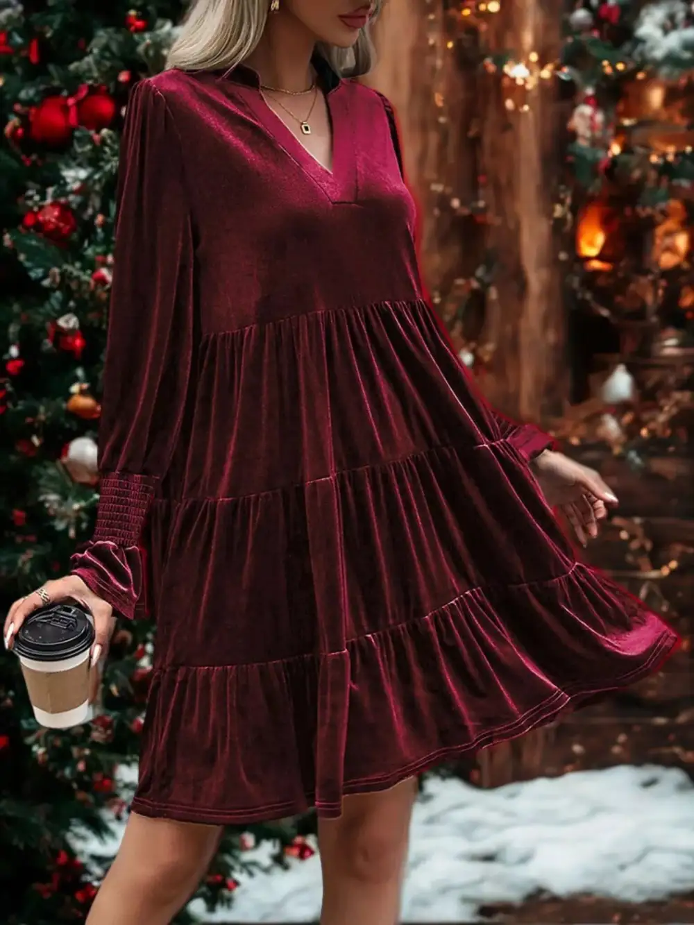 Velvet Tiered Mini Dress