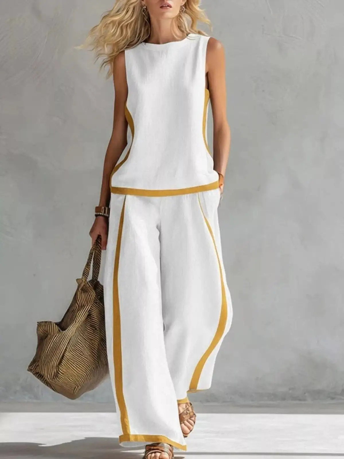 Wide-Leg Pants Matching Set