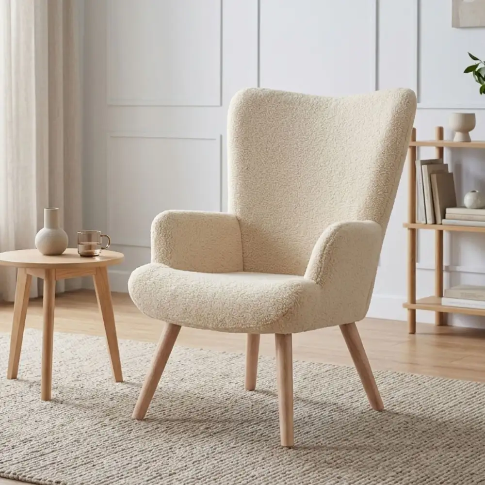 Living Room Cozy Seating Boucle Armchair