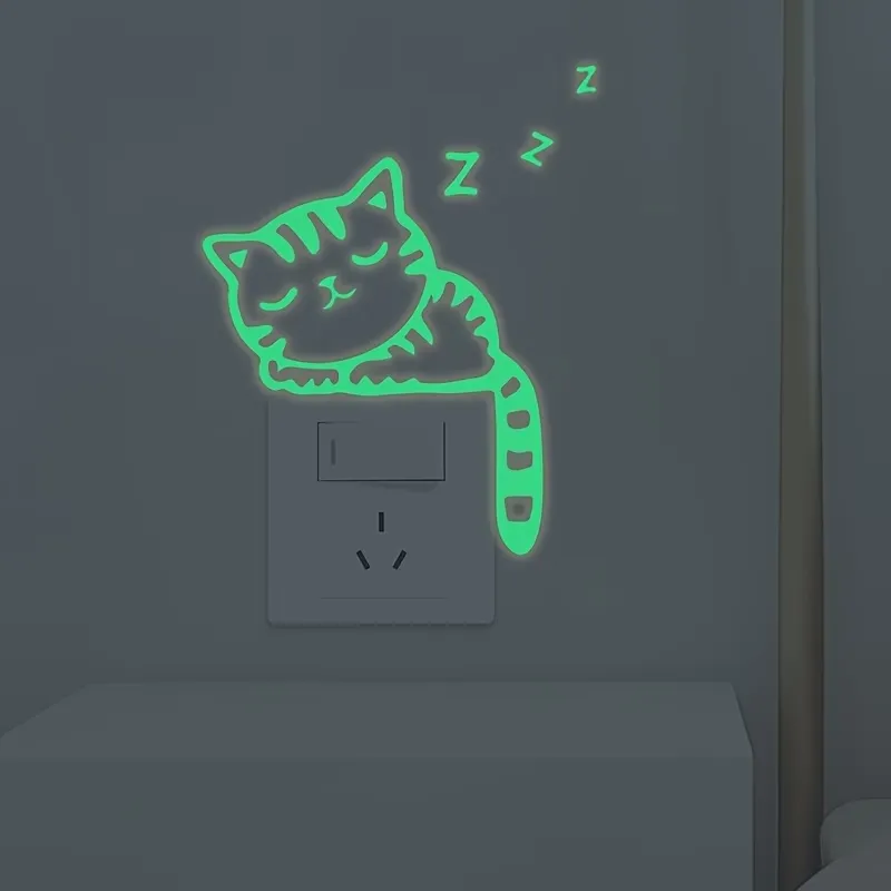3 Pcs Glow-in-the-Dark Cat Switch Stickers