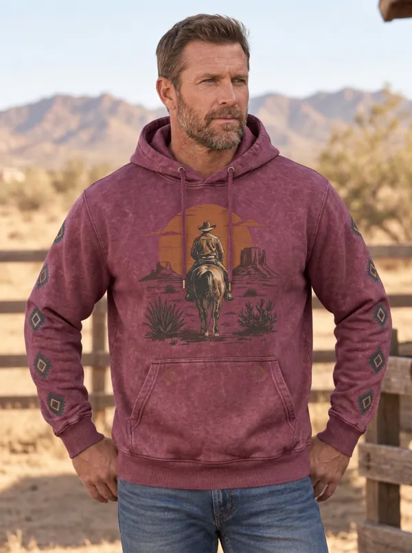 Prairie Sky Horse Desert Sunset Ranchwear Edit Men's Western Sweatshirt