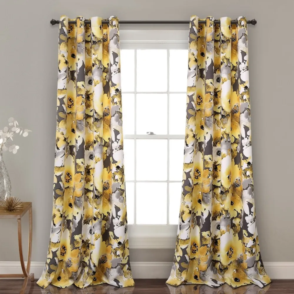 Room Darkening Floral Window Curtain Set