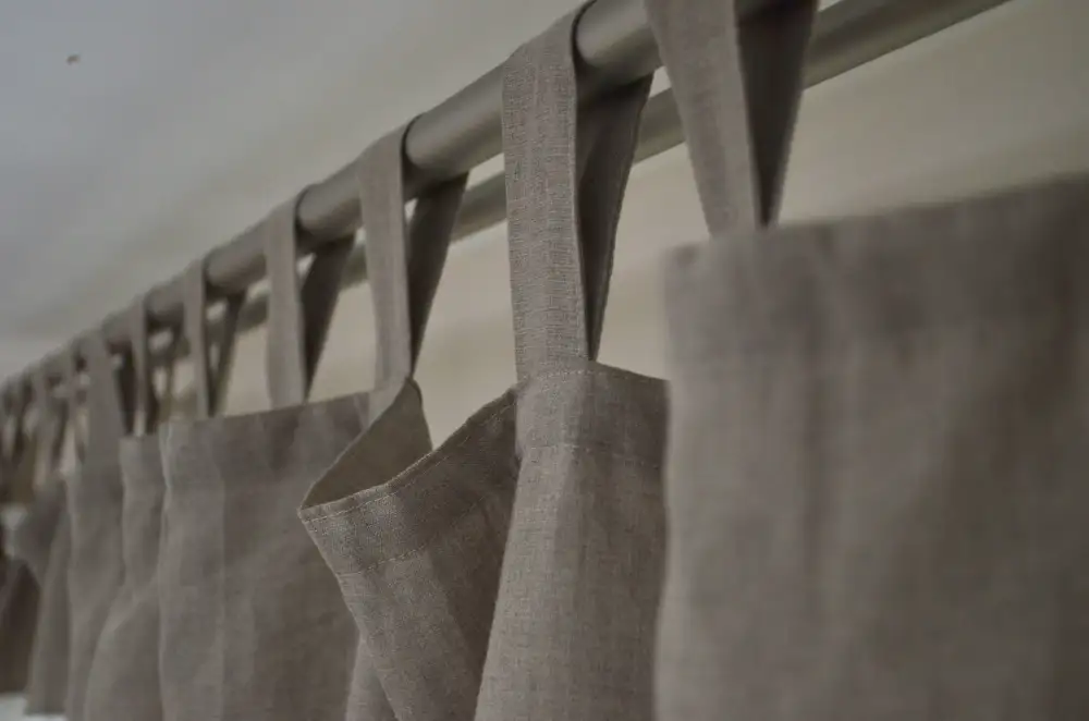Contrast Panel Blackout Linen Curtain