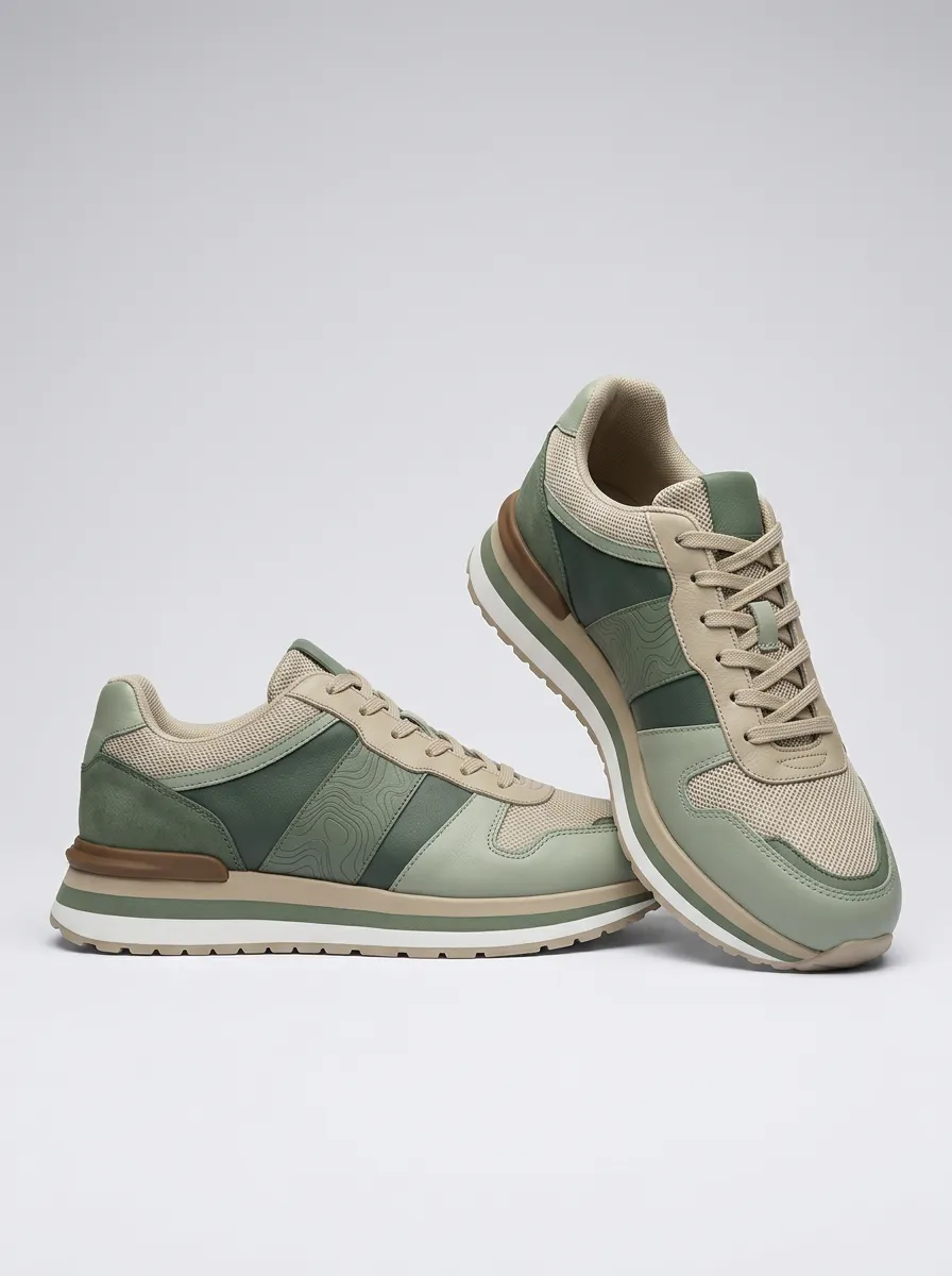 Unisex Distinctive Outdoor Enthusiast Topographic Map Print Sneakers