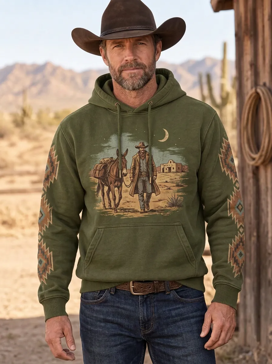 Men's Heritage Inspired Western Cowboy Desert Graphic Hoodie