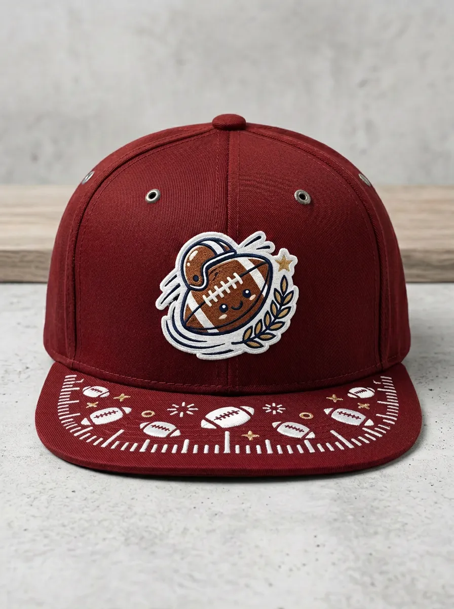 Playful Football Print Baseball Cap