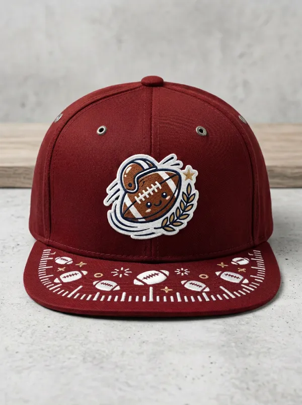 Playful Football Print Baseball Cap