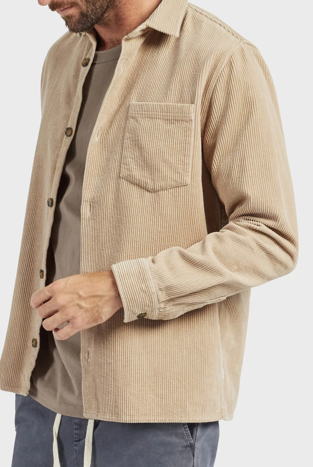 Textured Corduroy Casual Overshirt