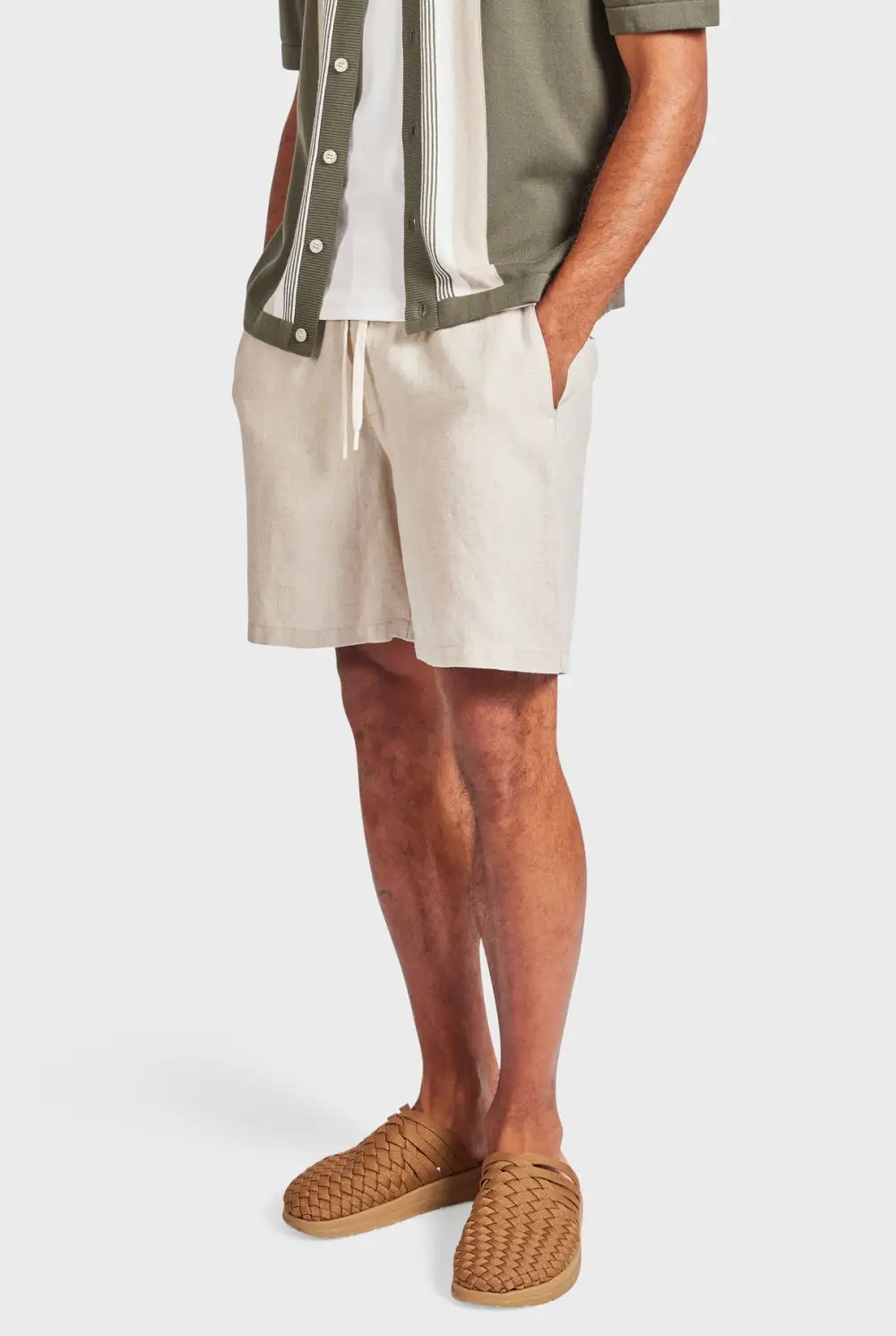 Relaxed Tapered Linen Blend Casual Lounge Shorts