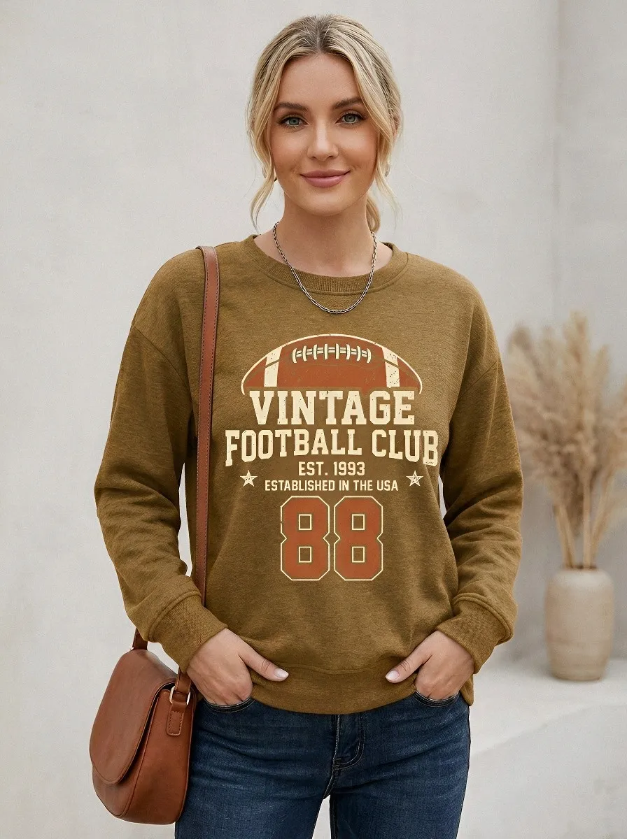 Women's Vintage Football Club Graphic Printed Sweatshirt