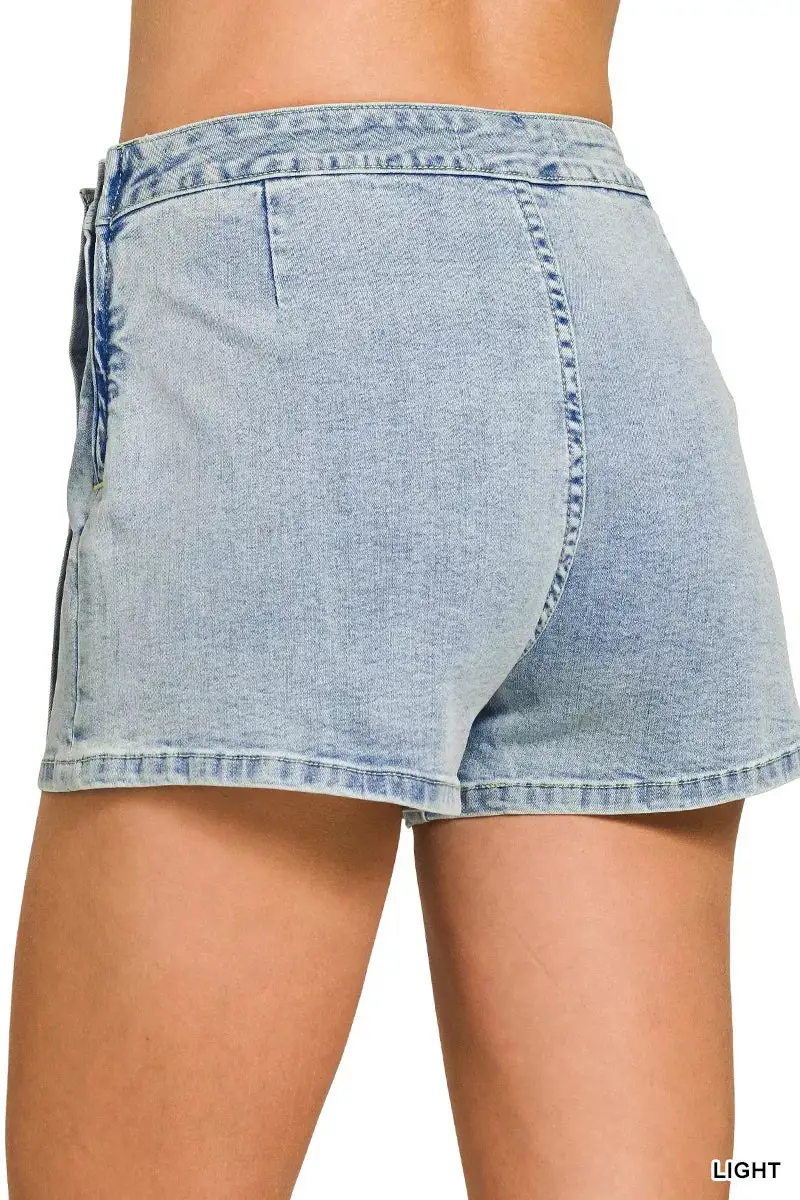 Denim Wrap Front Casual Skirt