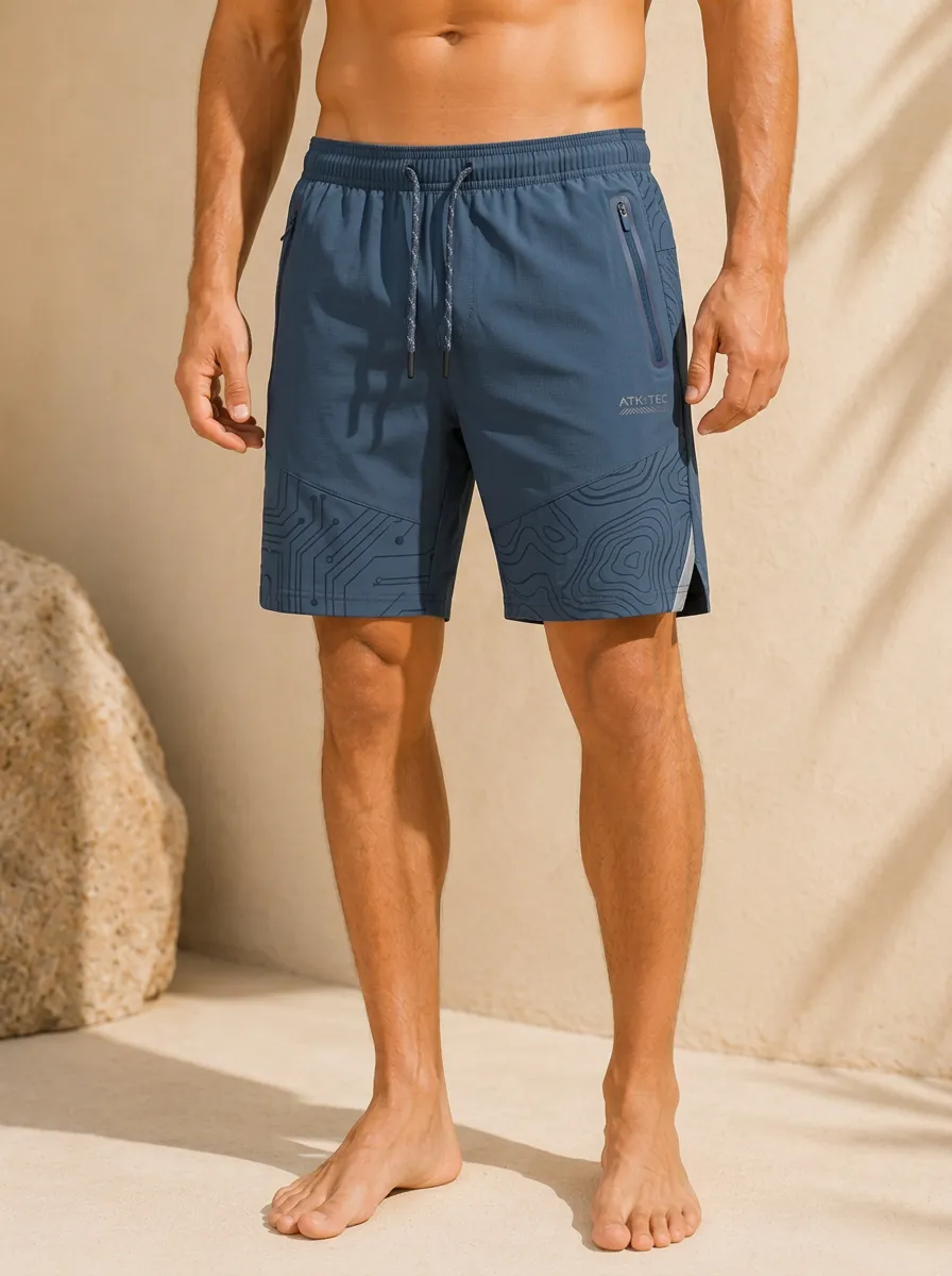 Men's Tech Enthusiast Circuit Topographic Printed Shorts
