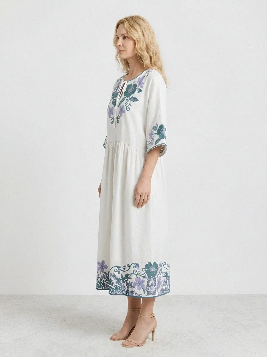 Women's Summer Vacation Floral Embroidered Printed Dress