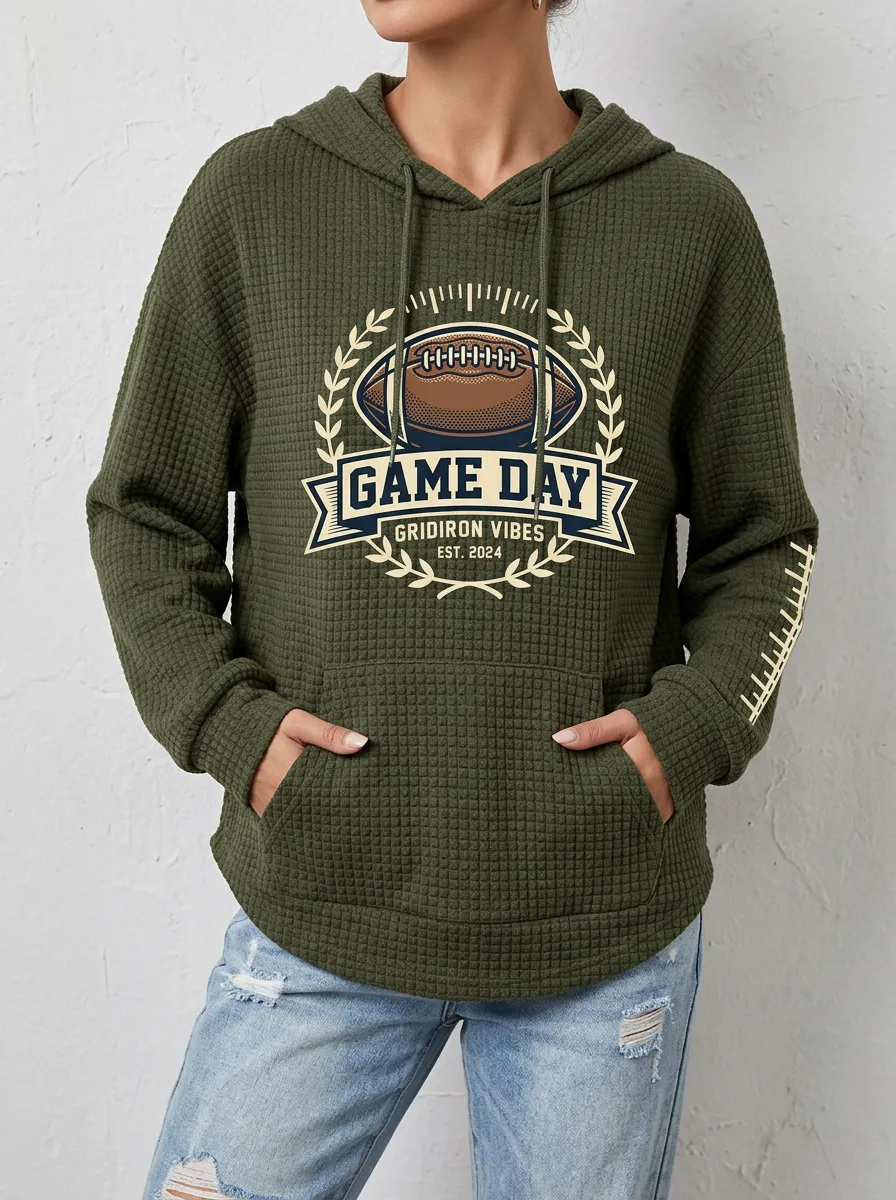 Football Graphic Casual Hoodie