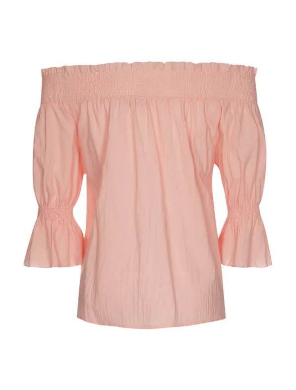 Textured Short Sleeve Solid Blouse