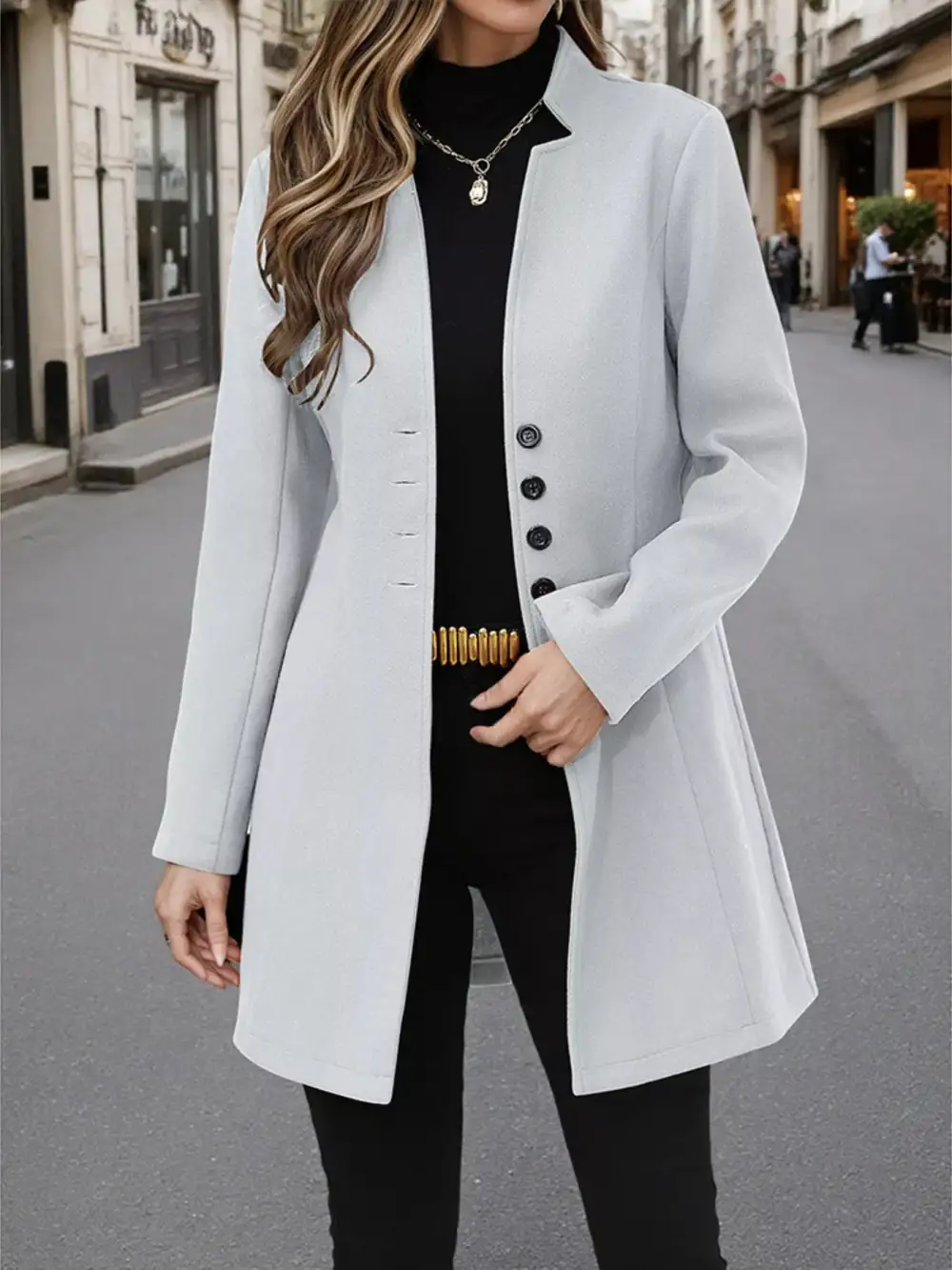 Button Up Long Sleeve Coat