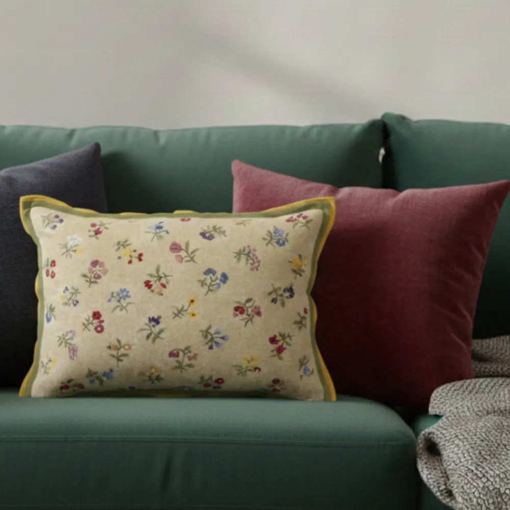 Floral Textured Cotton Decorative Cushion Cover