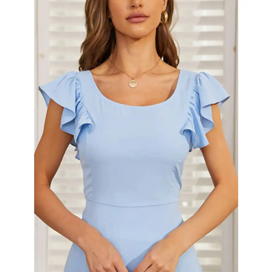 Flutter Sleeve Cutout Summer Midi Dress