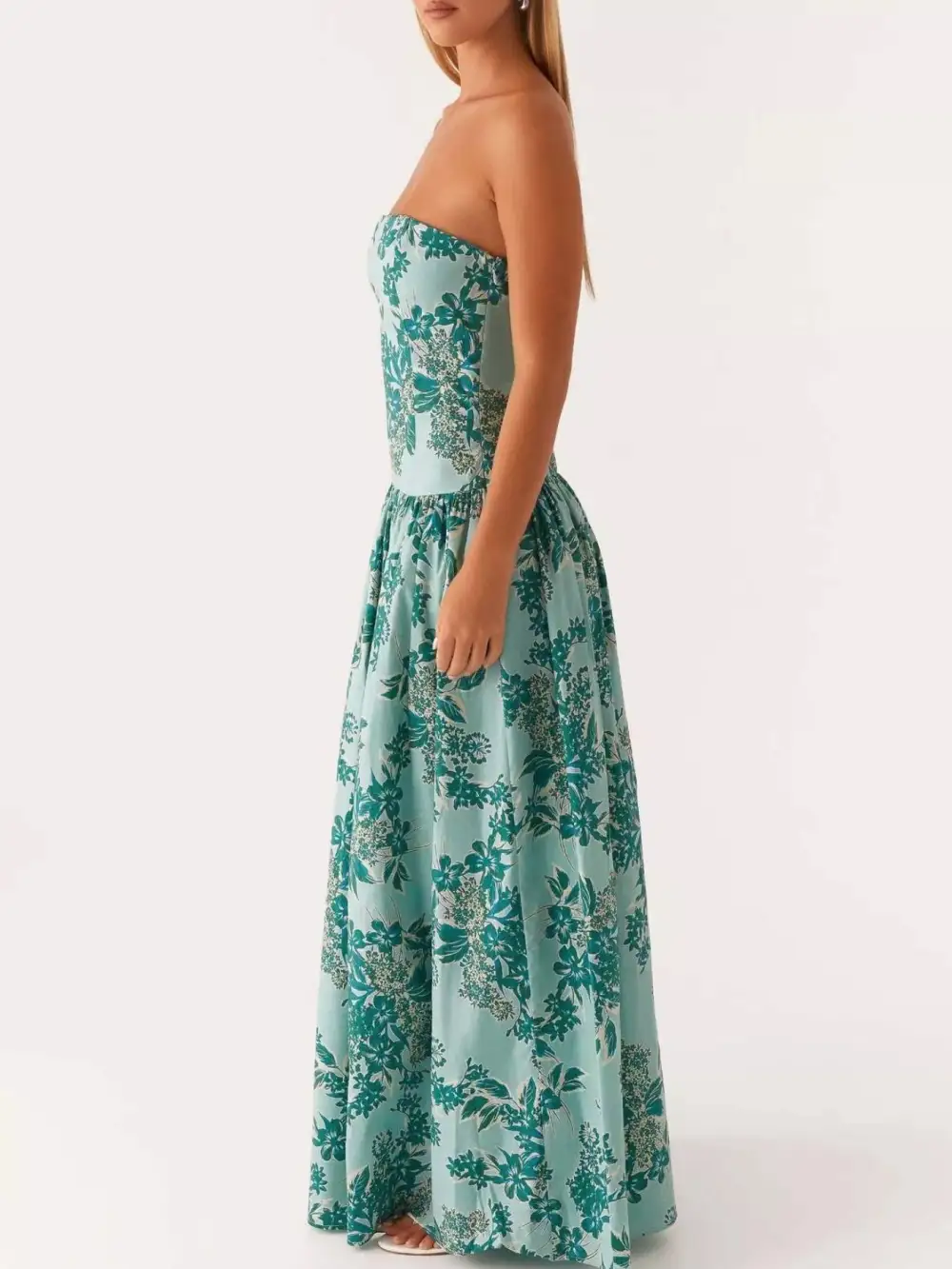 Ruched Printed Maxi Dress