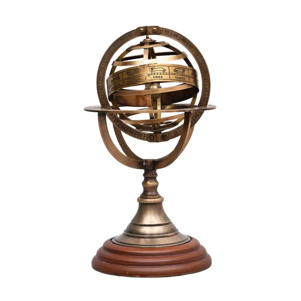 Decorative Armillary Sphere with Wood Base