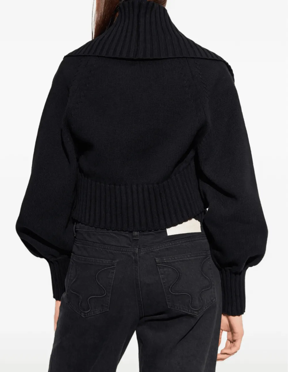 Cotton Cropped Open-Knit Ribbed Cardigan