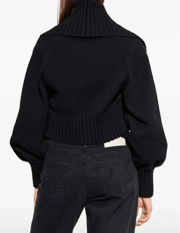 Cotton Cropped Open-Knit Ribbed Cardigan