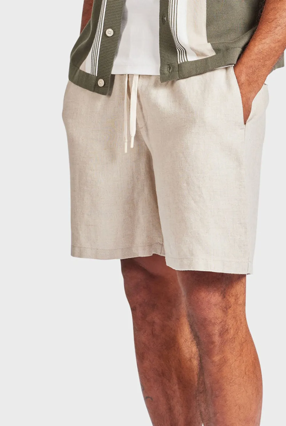 Relaxed Tapered Linen Blend Casual Lounge Shorts