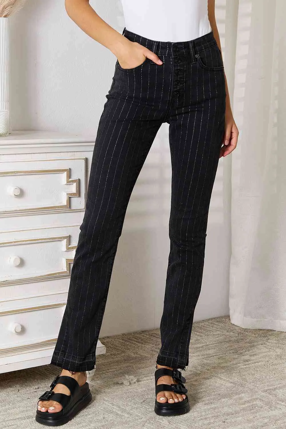 Relaxed Striped Pants With Pocket