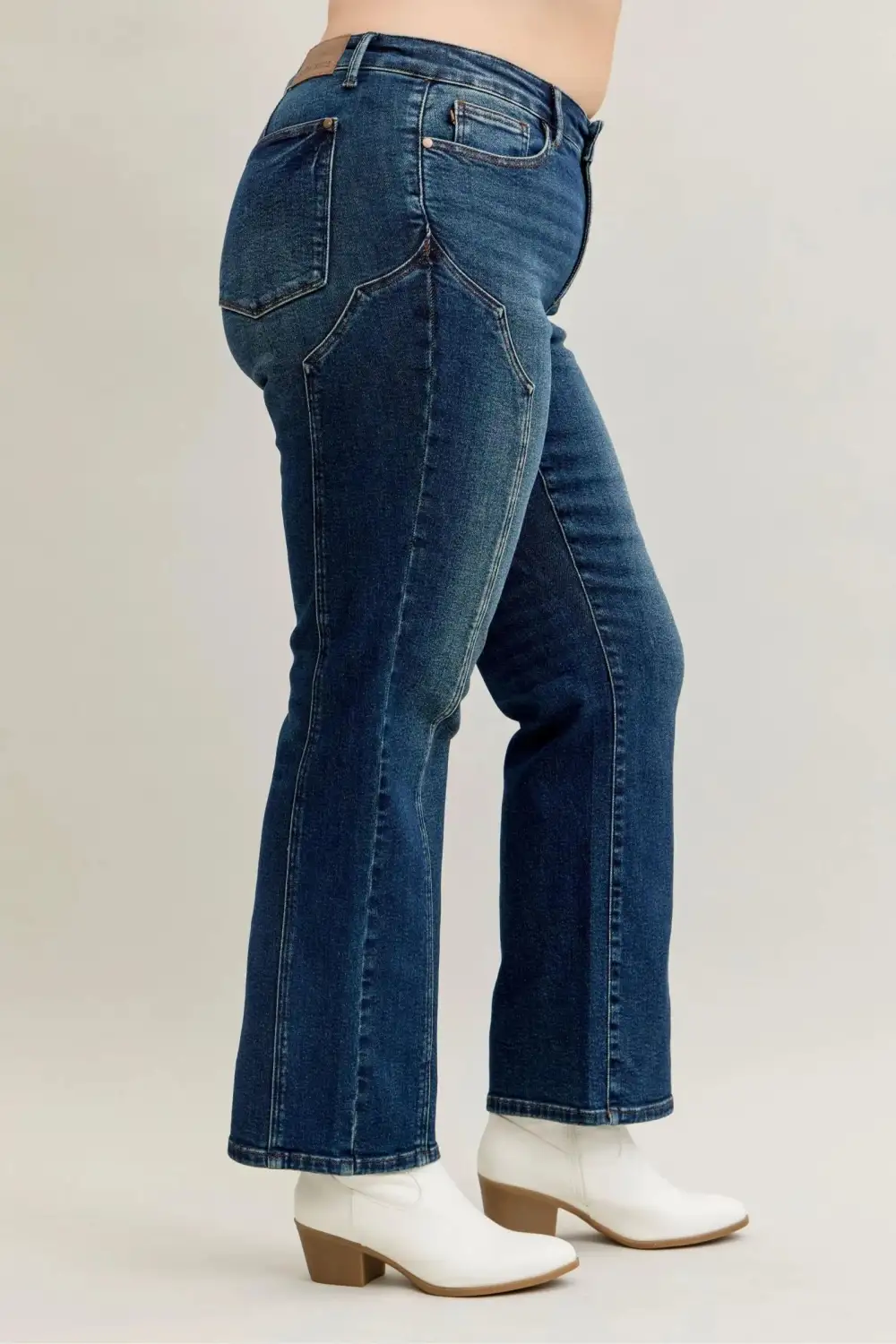 Straight Leg Seam Detail Denim Jeans