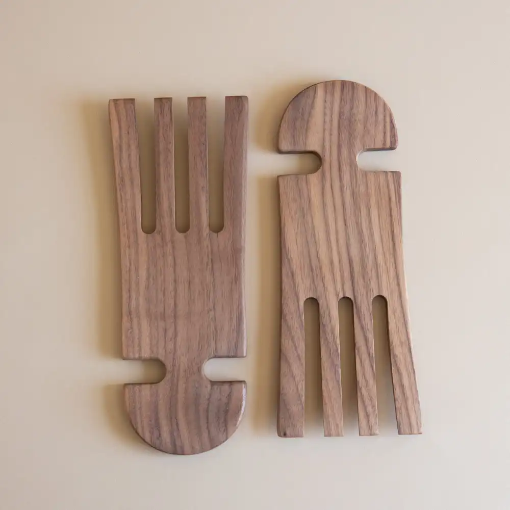 Walnut Wood Salad Hands