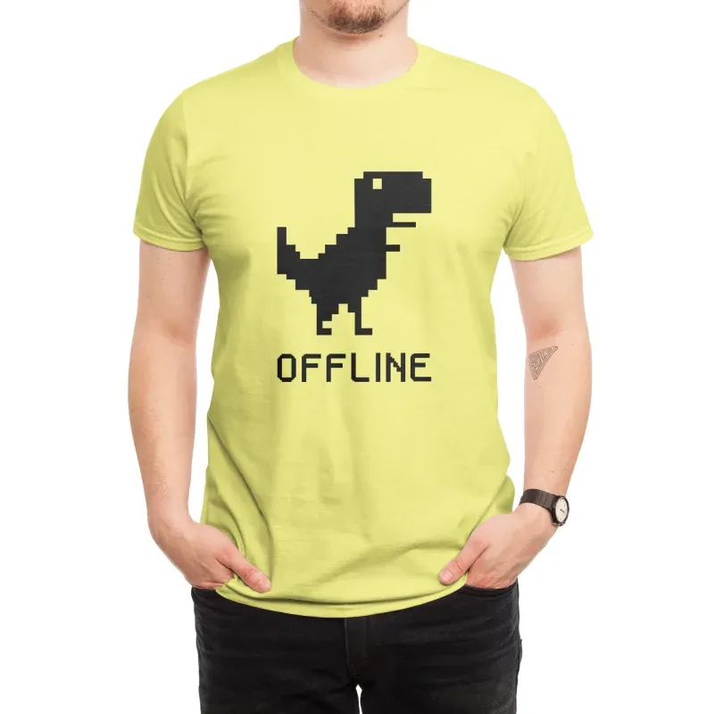 Retro Pixelated Dinosaur Print Short-Sleeved Shirt