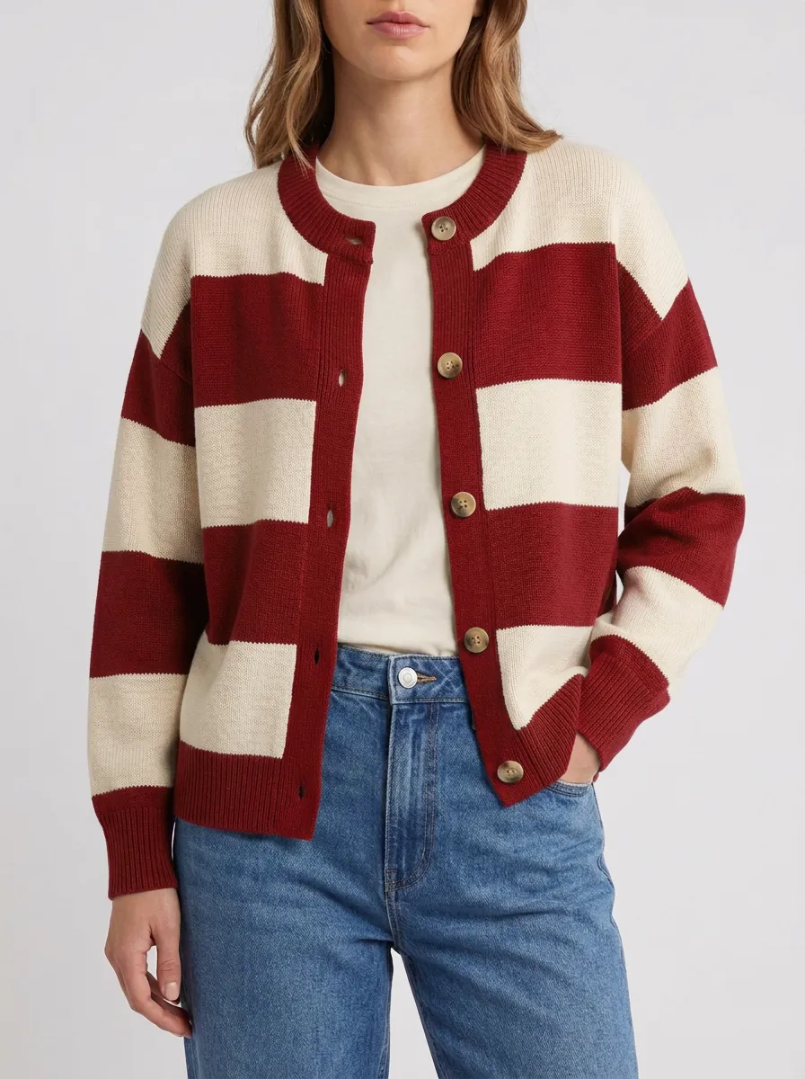Everyday Cardigan Rugby Striped Knit Cardigan