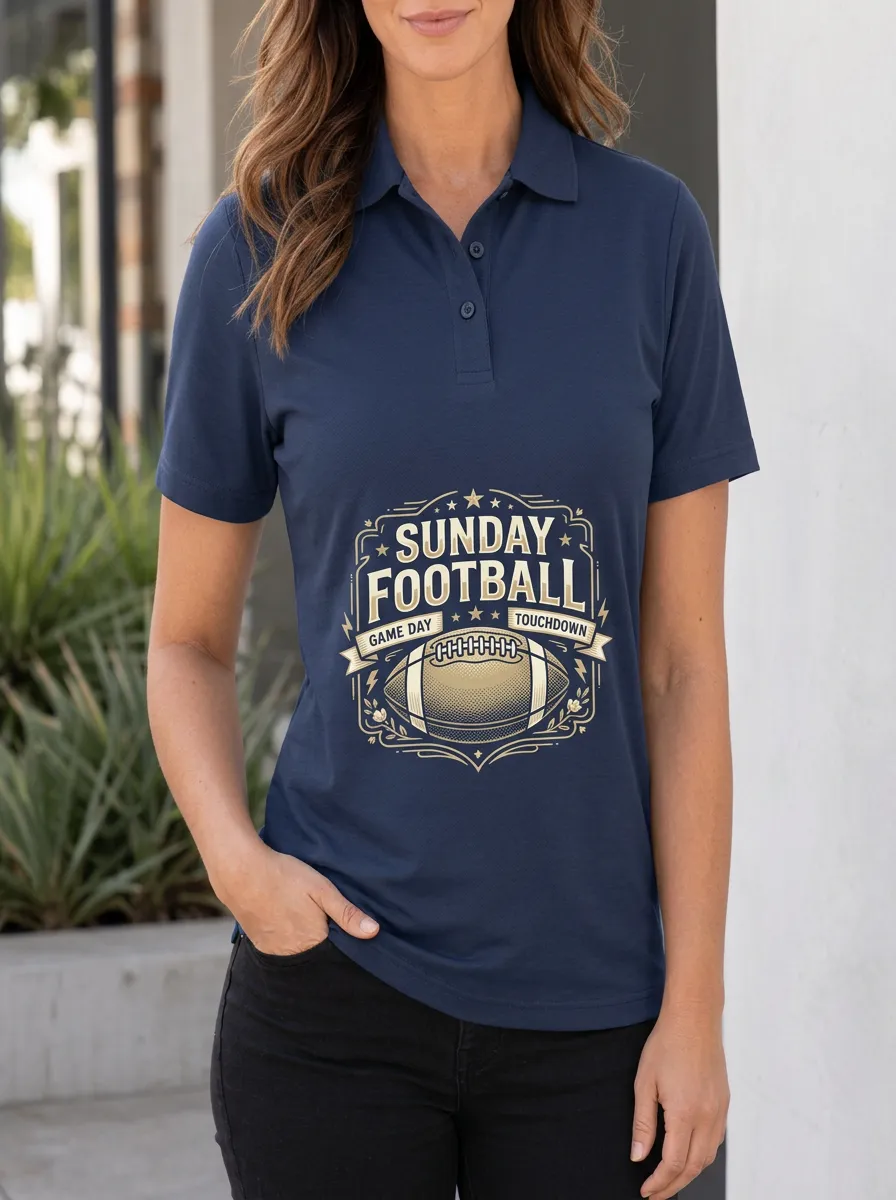 Sunday Football Game Day Touchdown Graphic Polo Shirt