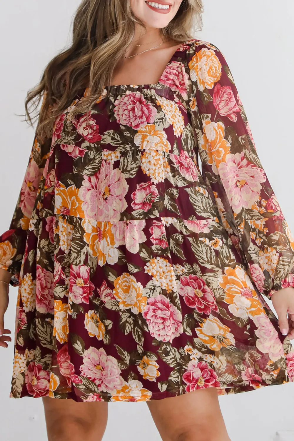 Plum Floral Mini Dress