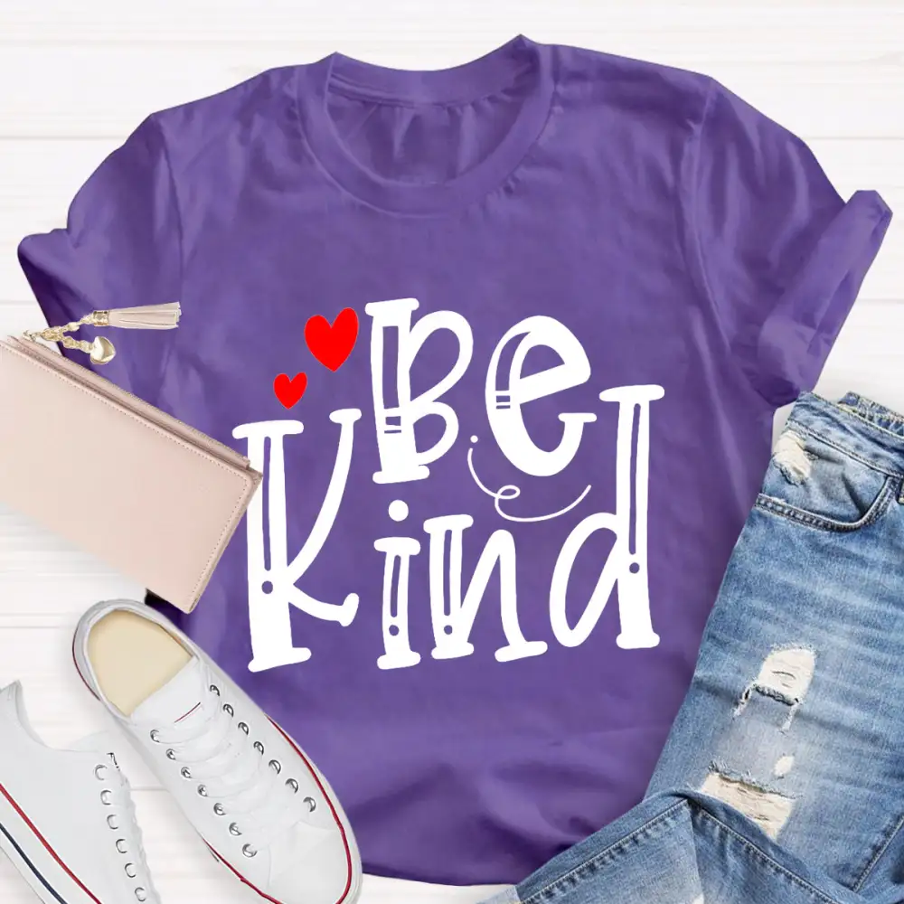 Be Kind Red Heart Teacher T-Shirt