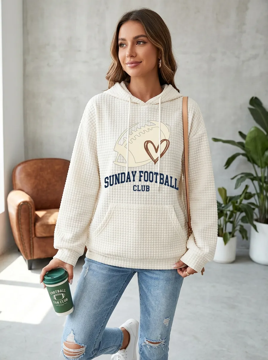 Women's Classic Gridiron Heart Ball Sunday Graphic Hoodie