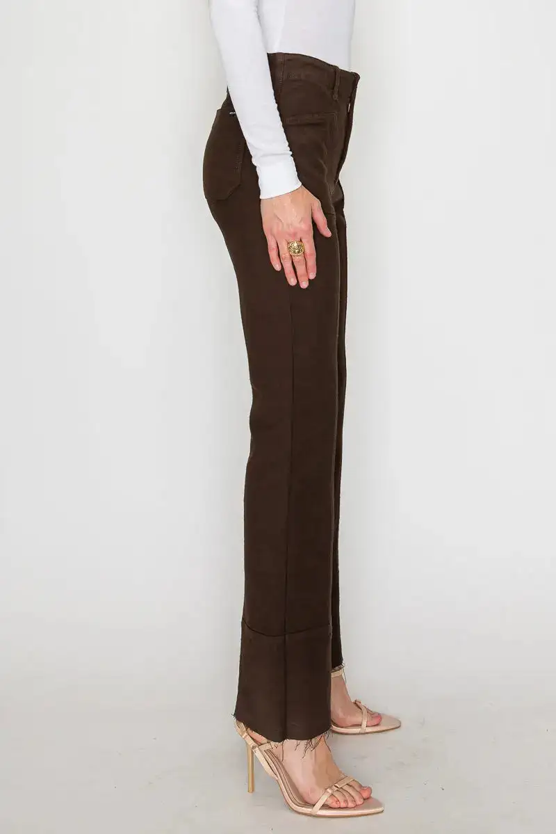 Tummy Control High Rise Vintage Style Bootcut Raw Hem Denim Jeans