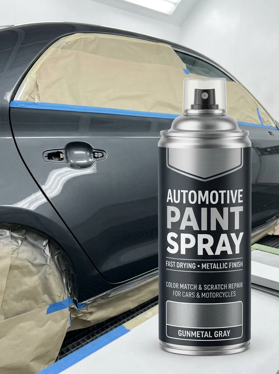 Gunmetal Gray Metallic Automotive Scratch Repair Spray