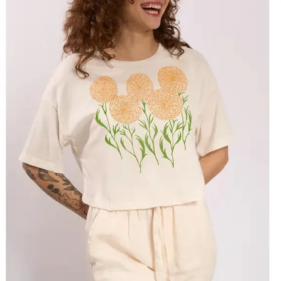 Cropped Marigolds Graphic T-Shirt
